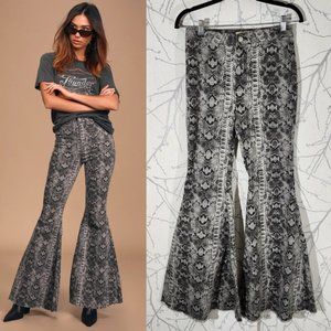 Free People Black and Gray Flare Jeans